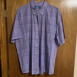 Men's Purple Checkered Button Down Shirt. 2X.  Wrinkle free